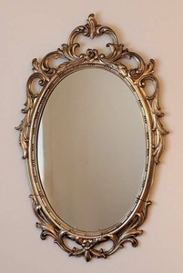 DR - Vintage Gold Wall Mirror Ornate Frame 29 X 19 in