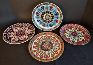 LR - Greek Ceramic Plates Hand Made Nassos Rodos-Hellas (Lot of 4)