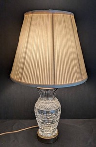 LR - Crystal Table Lamp With Pleated Shade Brass Accents