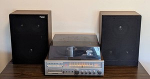 UO - Vintage Panasonic Turntable Cassette 8-Track Stereo System With Thrusters Speakers