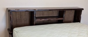 UB - Vintage Queen Wood Bed Frame Rustic Headboard With Shelf