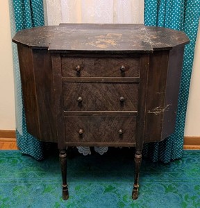 UO - Vintage Mahogany Sewing Cabinet With Notions