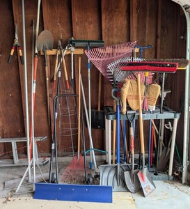 G - Garden Tools Assortment Shovels, Brooms & Yard Tools