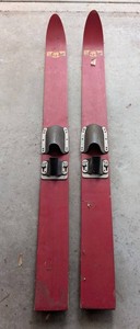 G - Vintage White Bear Water Skis Pair