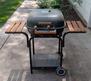 G - Charcoal Grill Rolling BBQ Grill With Side Shelves