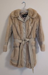 UB - Vintage Womens Fur & Leather Belted Coat Schlampp Minneapolis