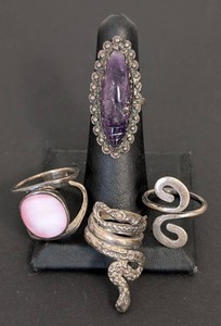 UB - Sterling Silver Rings Mixed Lot of 4 Size 6-8