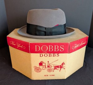 LR - Vintage Mens Felt Hat Dobbs With Original Box Size 7 38