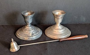 LR - Vintage Sterling Candlesticks & Snuffer S Kirk & Son Weighted