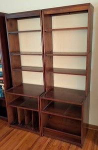 LR - Vintage Wood Bookcases Pair