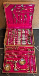 DR - Vintage Brass Flatware Set - Vintage Service for Twelve