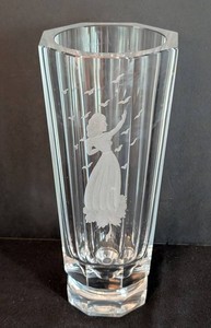 LR - Vintage Crystal Vase - Orrefors Etched Figure