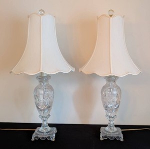 LR - Crystal Table Lamps Pair