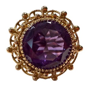 Vintage Amethyst Cocktail Ring - 14K Gold Size 8