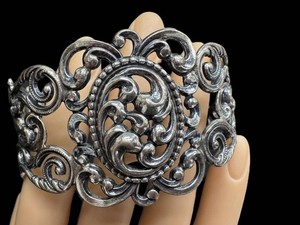 Vintage Sterling Silver Cuff Bracelet Danecraft Scroll Design