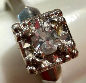 Vintage 14K White Gold Engagement  Promise Ring Size 6.25
