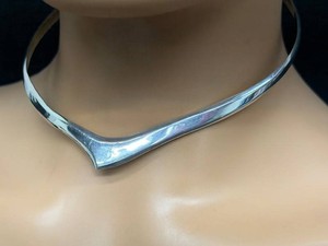 Vintage Sterling Silver Modernist Collar Necklace
