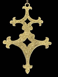 Vintage Brass Cross Necklace on Sterling Chain