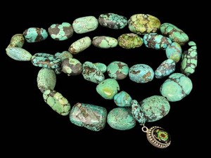 Turquoise Beaded Necklace 30 in Graduated Beads