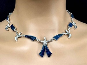 Sterling Sodalite Necklace Vintage Modernist Taxco 950