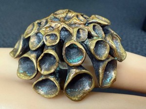 Vintage Bronze Ring Hannu Ikonen Reindeer Moss Lava Design Size 6