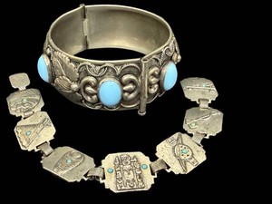 Vintage Southwest Silver Tone Bracelets (Lot of 2)