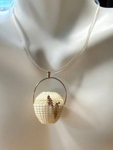 Vintage Nantucket Basket Pendant Gold Filled Accents