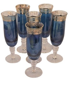D - Vintage Cordial Glasses Cristallerie Italiane 24K Gilt Trim (Lot of 5)