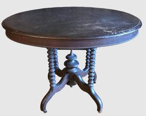 D - Antique Parlor Table with Bobbin Turned Legs