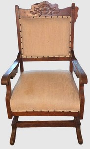 D - Rocking Chair - Victorian Platform Oak Upholstered