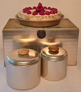 K - Metal Bread Box Canister Set & Covered Pie Plate (Lot of 4)
