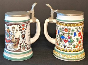 K - Beer Steins Pair 6in Tall