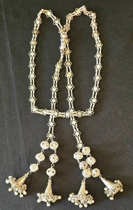 K - Vintage Silver Toned Lariat Necklace With Tassel Drops