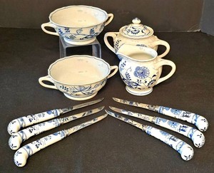 K - Vintage Blue Danube China Serving Ware & Prill Steak Knives Mixed Lot