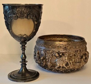K - Silverplate Goblet & Bowl Estate Set