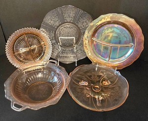 K - Vintage Pink Depression Glass Tray Set (Lot of 5)