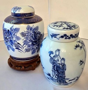 D - Porcelain Ginger Jar Set Japanese & Chinese (Lot of 2)
