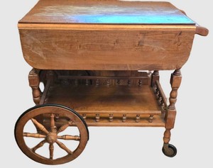 K - Bar Cart Vintage Wooden Folding Serving Cart