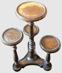 D - Vintage Plant Stand - Four Tier Wooden Stand 21in Diameter