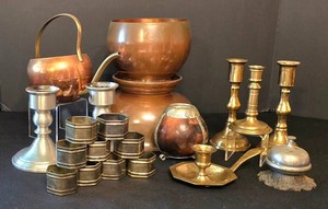 K - Vintage Mixed Metal Estate Lot Copper, Brass, Pewter & Yerba Mate