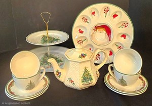 D - Christmas China Serving Set - Salem Christmas Eve, Vietri & Christopher Radko