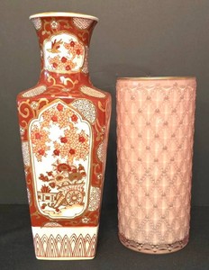 D - Asian Vase Pair Goldimari Hand-Painted (Lot of 2)