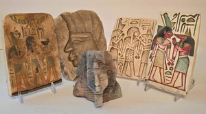 D - Egyptian Sandstone Carvings Mixed Lot 5 Pieces