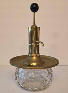 D - Vintage Liquor Dispenser Park Sherman Rotating Merry-Go-Round Crystal & Brass