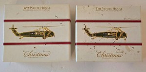D - Christmas Ornament Pair White House Helicopter 2019 WHHA Boxed