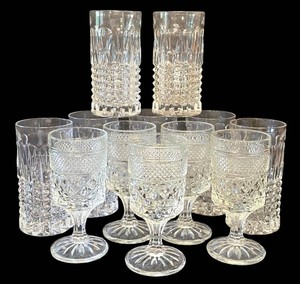 K - Vintage Glassware Set Gorham Fairfax & Anchor Hocking Wexford (Lot of 12)