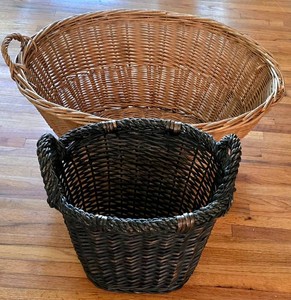 LR - Wicker Laundry Baskets (Lot of 2) Brown & Black