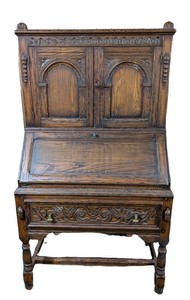 LL - Vintage Feudal Oak Secretary Desk by the Jamestown Lounge Company