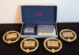LR - Cigarette Case & Lighter Set With 4 Glass Ashtrays Mixed Lot