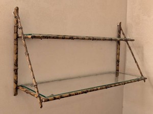 B - Glass Wall Shelf Bamboo Style